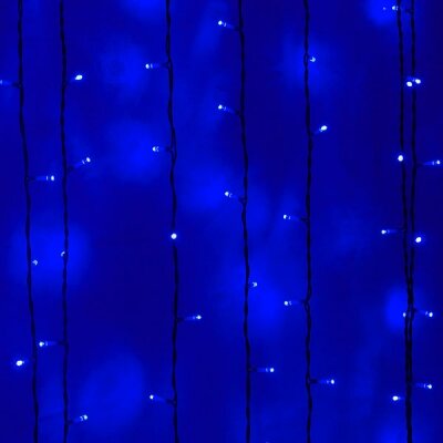 Гирлянда Занавес 2 x 2 м Синий 220В, 400 LED, Провод Черный ПВХ, IP54