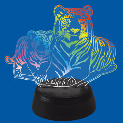 ULI-M508 RGB/3AA TIGER FAMILY/BLACK Светильник декоративный с эффектом 3D «Семья тигров», на батарейках 3AA (не в/к). 1 светодиод. RGB свет. TM Uniel