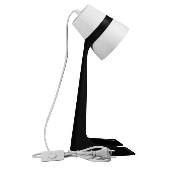 ULO-K22 D/E14/A BLACK/WHITE Светильник настольный, 40W. Цоколь E14. Механический выключатель. Черный с белым. ТМ Uniel