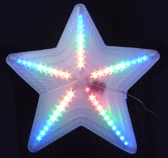 ULD-H4748-045-DTA MULTI IP20 STAR Фигура светодиодная Звезда. 47х48 см. Подвесная. 45 светодиодов. Красный. зеленый. синий свет. Провод прозрачный. TM Uniel.
