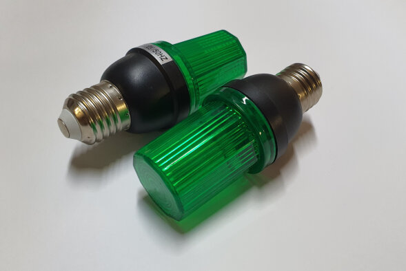 LED лампа-вспышка E-27, зеленая G-LEDJS07G (60 вспышек в минуту)