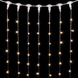 Гирлянда Занавес с Колпачком 2 x 3 м Тепло-Белый 220В, 600 LED, Провод Прозрачный ПВХ, IP65