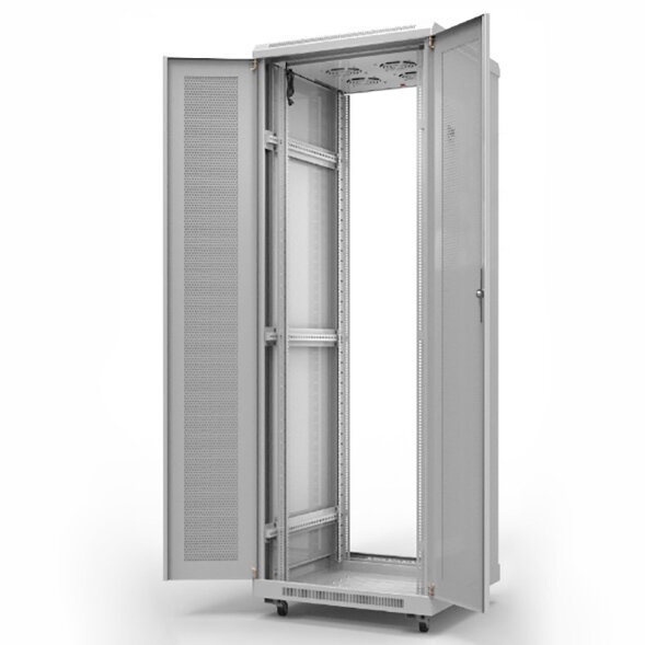 Шкаф напольный 19" серии Standart 42U 600х1000мм, передняя и задняя дверь перфорация, RAL 7035 (сост