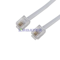 Удлинитель телефонный, плоский, RJ-11 (6P-4C), 15м, белый REXANT