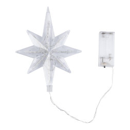 ULD-H1525-009/STB/2AA WARM WHITE STAR-5 Украшение светодиодное для ёлки «Звезда-5» на батарейках 2АА (не в/к), 15*25 см. 9 светодиодов. Теплый белый свет. Прозрачный провод. TM Uniel
