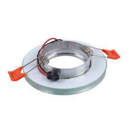 DLS-L208 GU5.3 CHROME-WHITE Светильник декоративный встраиваемый. серия Luciole. Без лампы. Доп.подсветка 3Вт. Металл. цвет хром. Отделка стекло белое с серебром. ТМ Fametto
