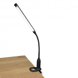 TLD-572 Black-LED-500Lm-4500K-Dimmer Светильник настольный светодиодный на струбцине. 7W. Сенсорный выключатель. Диммер. Черный. ТМ Uniel