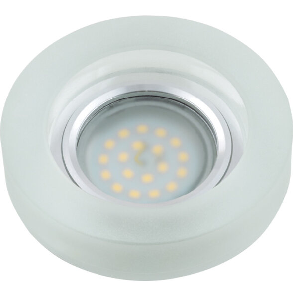 DLS-L110 GU5.3 CHROME-MATT CLEAR Светильник декоративный встраиваемый. серия Luciole. Без лампы. цоколь GU5.3. Доп. светодиодная подсветка 3Вт. Металл-стекло. Хром-матовый+прозрачный. ТМ Fametto