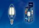 LED-C35-6W-WW-E14-CL PLS02WH Лампа светодиодная. Форма свеча. прозрачная колба. Материал корпуса пластик. Цвет свечения теплый белый. Серия Sky. Упаковка картон. ТМ Uniel