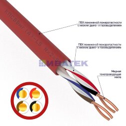 Кабель для пожарной сигнализации КПСВВнг(А)-LS 2x2x0,50мм2, бухта 200м REXANT
