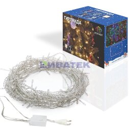 Гирлянда Твинкл Лайт 15 м, прозрачный ПВХ, 120 LED, цвет ТЕПЛЫЙ БЕЛЫЙ