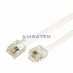 Удлинитель телефонный, плоский, RJ-11 (6P-4C), 7м, белый REXANT