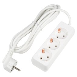S-GCU3-3 WHITE Удлинитель серии Ultra, шнур 3м., 3 гнезда, 16A, с/з. Белый. TM Uniel