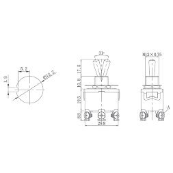 Тумблер 250V 15А (6c) ON-OFF-ON двухполюсный  (KN-203)  REXANT (в упак. 1шт.)