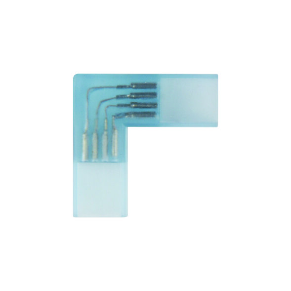 UTC-K-24-B67-RGB CLEAR 005 POLYBAG Соединитель контактный L-образный для светодиодных лент 220В 5050 RGB. 4 контакта. цвет прозрачный. 5 штук в пакете