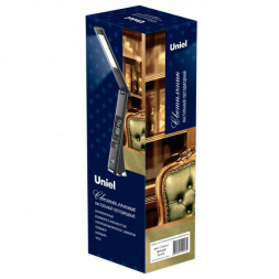 TLD-567 Black-LED-300Lm-4500K-Dimmer Светильник настольный c часами. календарем. термометром. 6W. Встроенный аккумулятор 2000mAh. Сенсорный выключатель. Диммер. Черный. ТМ Uniel