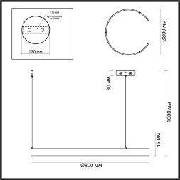 6534/57L LEDIO LN23 021 чёрный Светильник подвесной LED 57W 3000-6000K 2019 Лм 220V INDIE