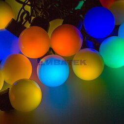 Гирлянда светодиодная Мультишарики O38мм 10м 40 LED RGB черный ПВХ IP65 быстрая смена цвета 230В нужен блок 303-500 NEON-NIGHT