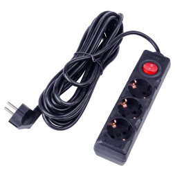 S-GCU3-7B BLACK Удлинитель серии Ultra, шнур 7м., 3 гнезда, 16A, с/з. Черный. TM Uniel