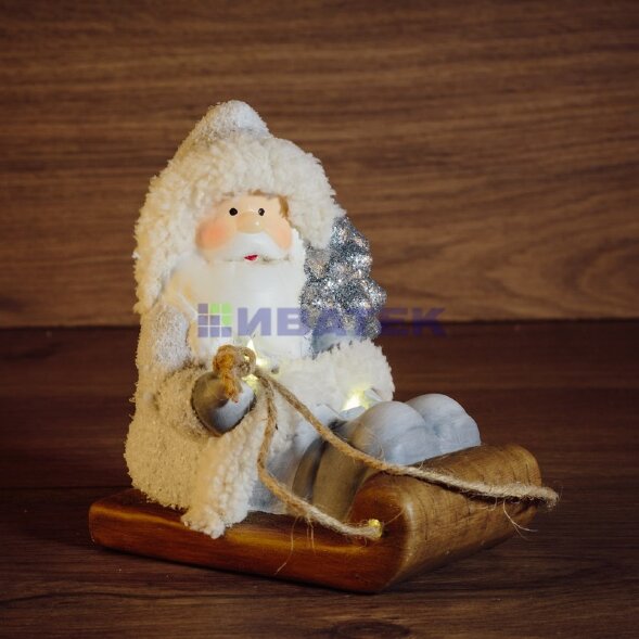 Керамическая фигурка Дед Мороз на санях 13x9,5x14 см
