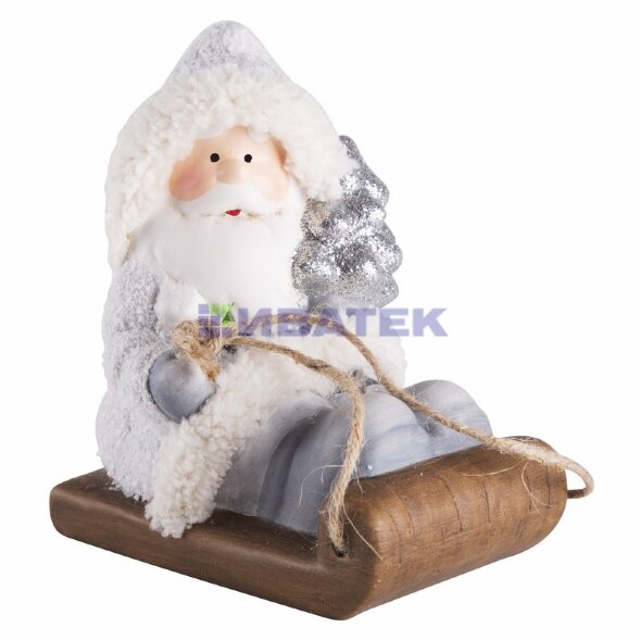 Керамическая фигурка Дед Мороз на санях 13x9,5x14 см