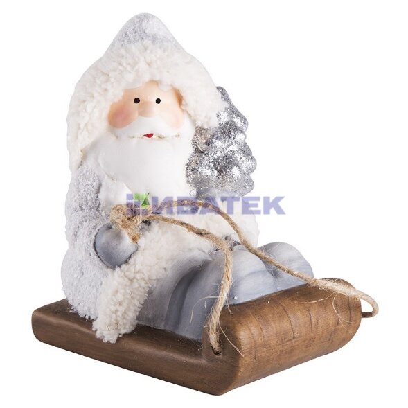 Керамическая фигурка Дед Мороз на санях 13x9,5x14 см